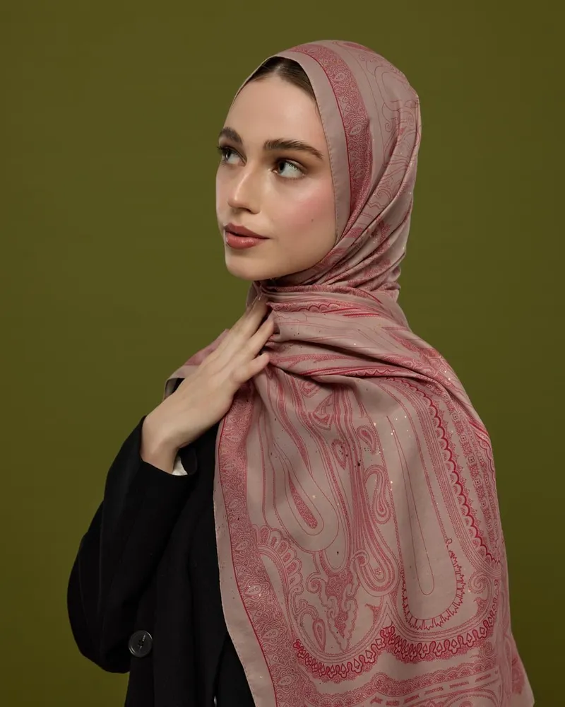 Fildişi & Gülkurusu Hürrem Desen Şal - 10