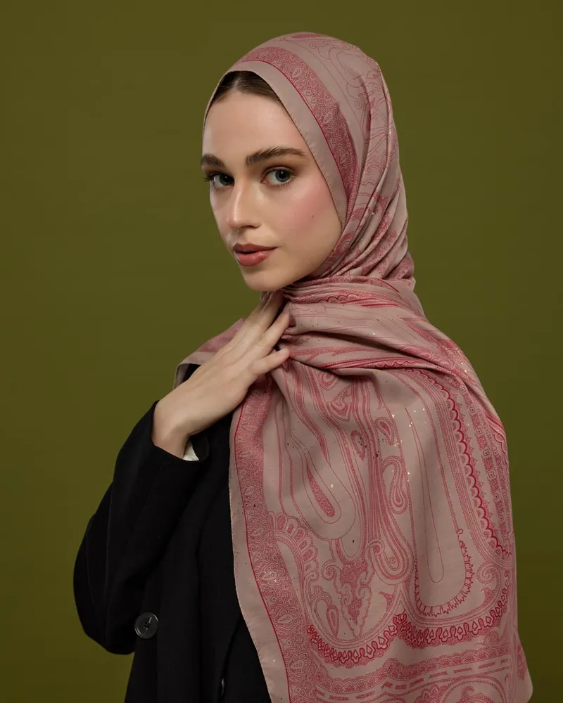 Fildişi & Gülkurusu Hürrem Desen Şal - 10
