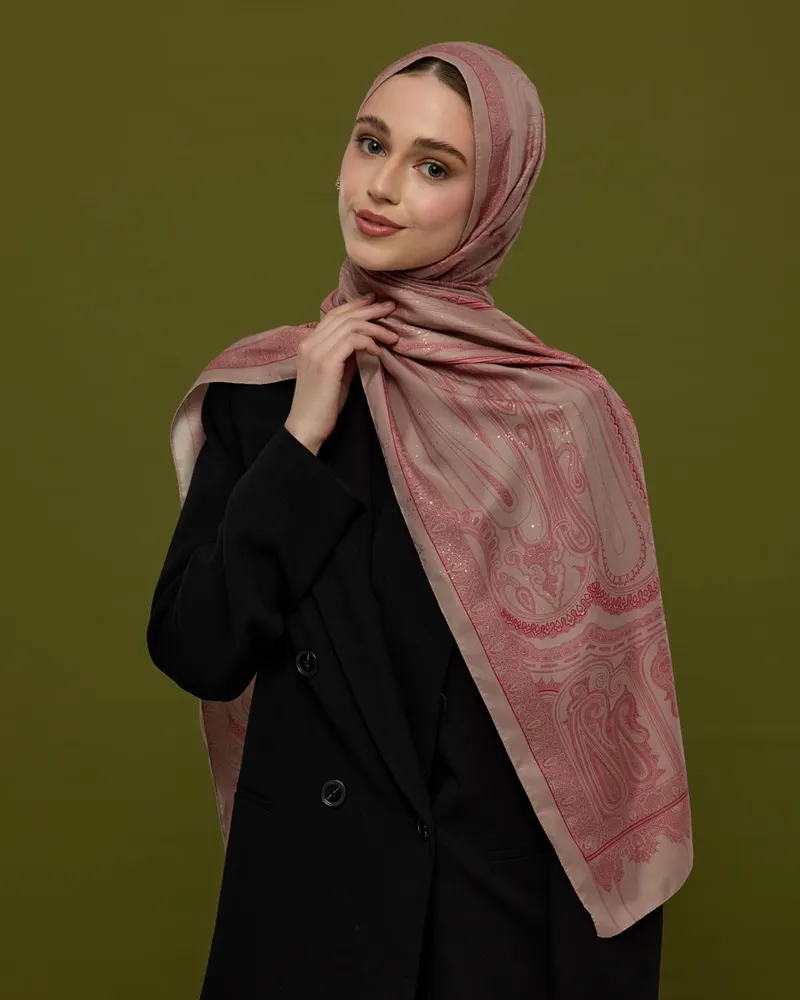 Fildişi & Gülkurusu Hürrem Desen Şal - 10