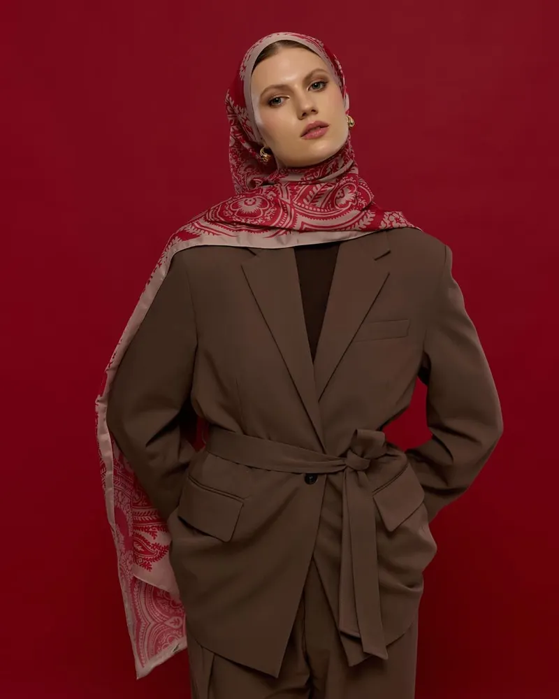 Fildişi & Gülkurusu Sultani Desen Şal - 10