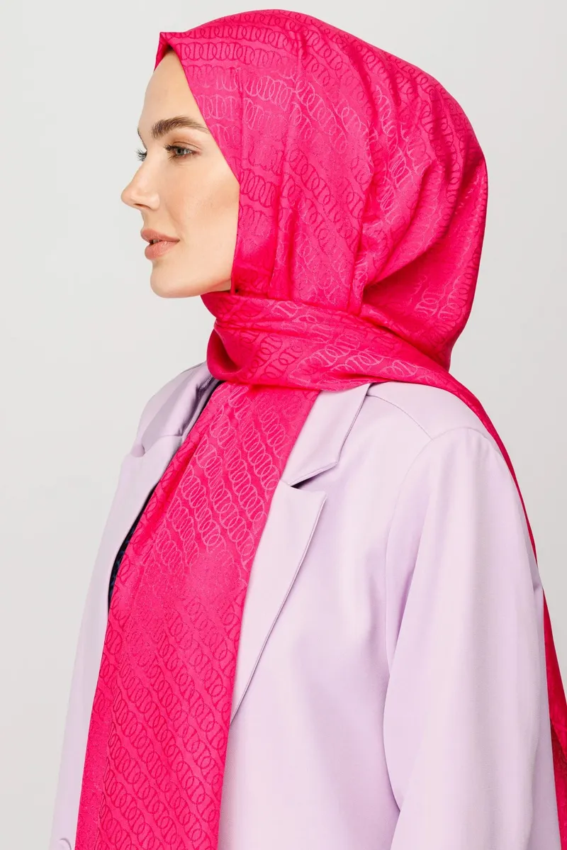 Fuşya Forever Desen Parlak Jakar Şal · görsel 2