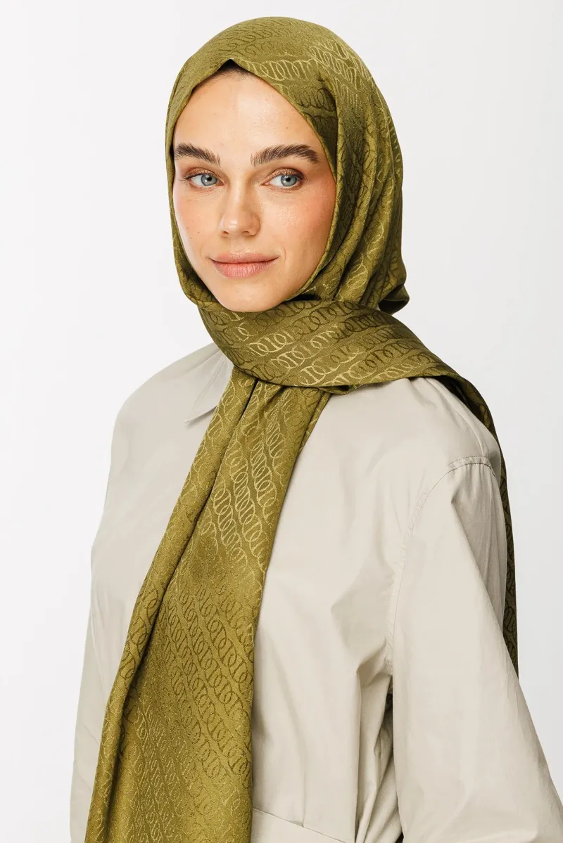 Soft Yeşil Forever Desen Parlak Jakar Şal · görsel 3