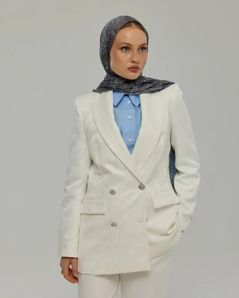 Füme Kahve & Buz Mavi Harem Rüyası Desen Şal - 50