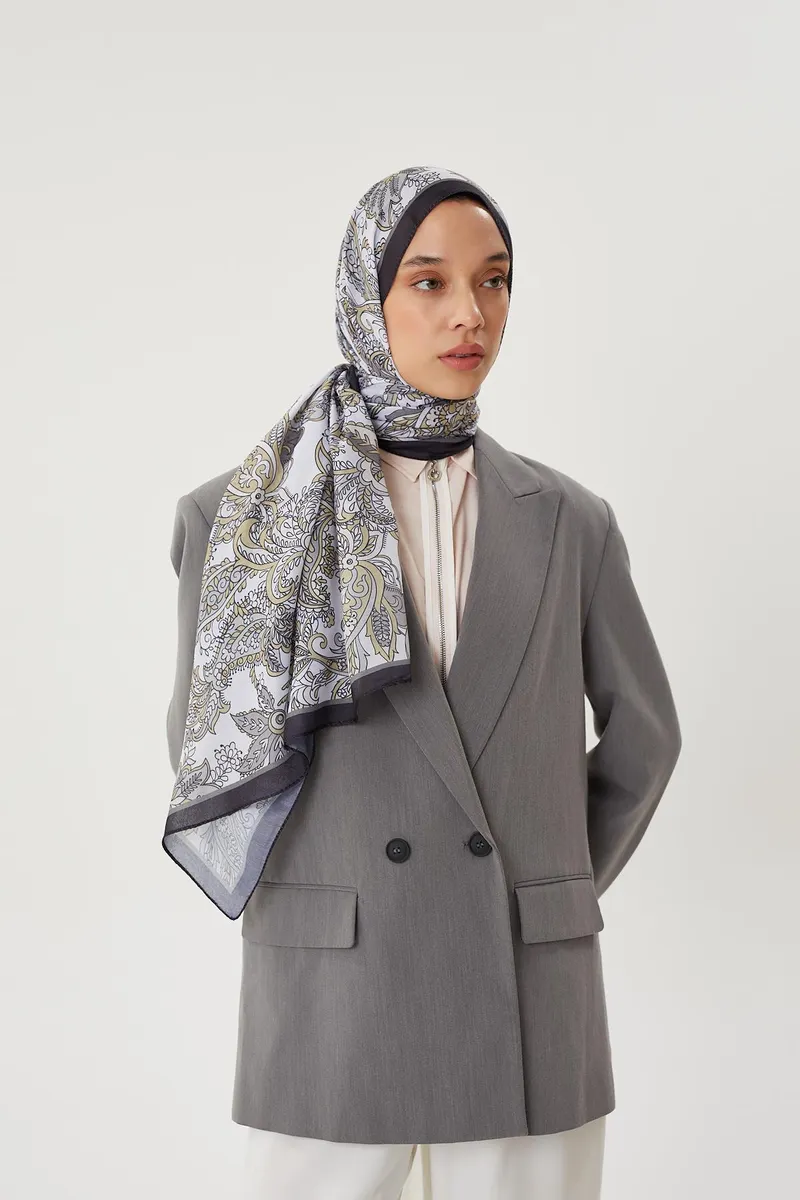 Füme & Taş Retro Desen Şal