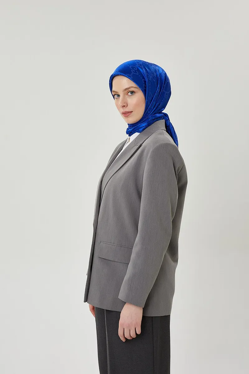Saks Mavisi G Desen Parlak Jakar Eşarp
