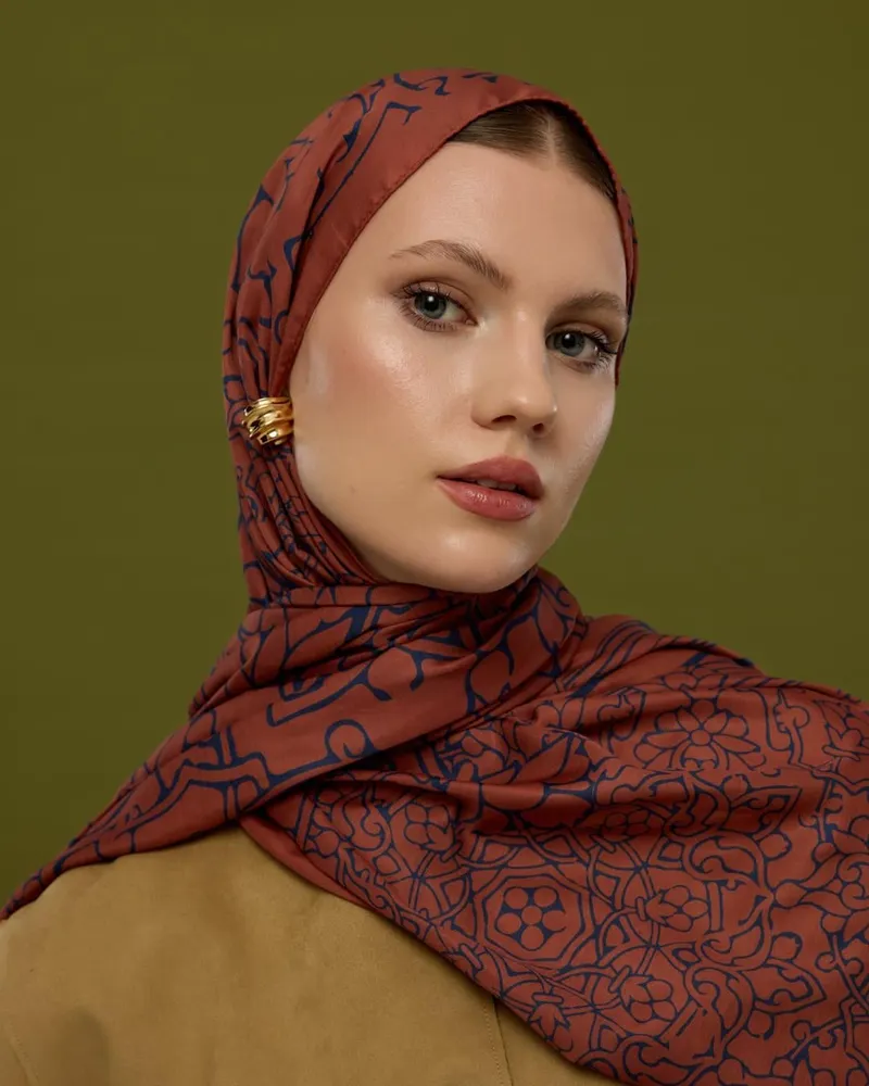 Gece Laciverti & Bakır Harem Rüyası Desen Şal - 80 · görsel 3