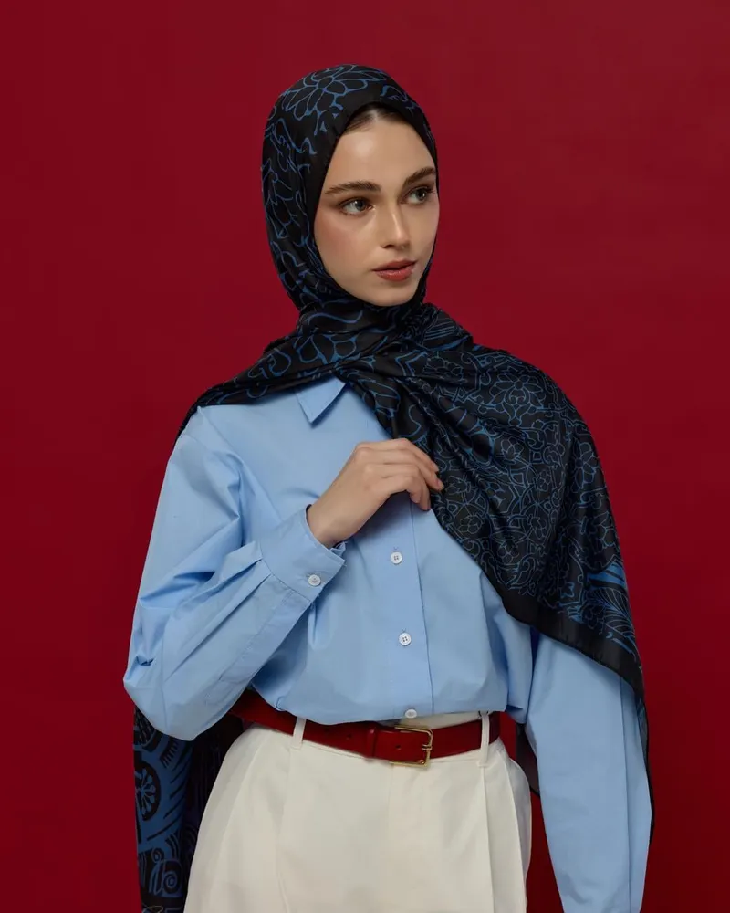 Gece & Mavi Harem Rüyası Desen Şal - 61