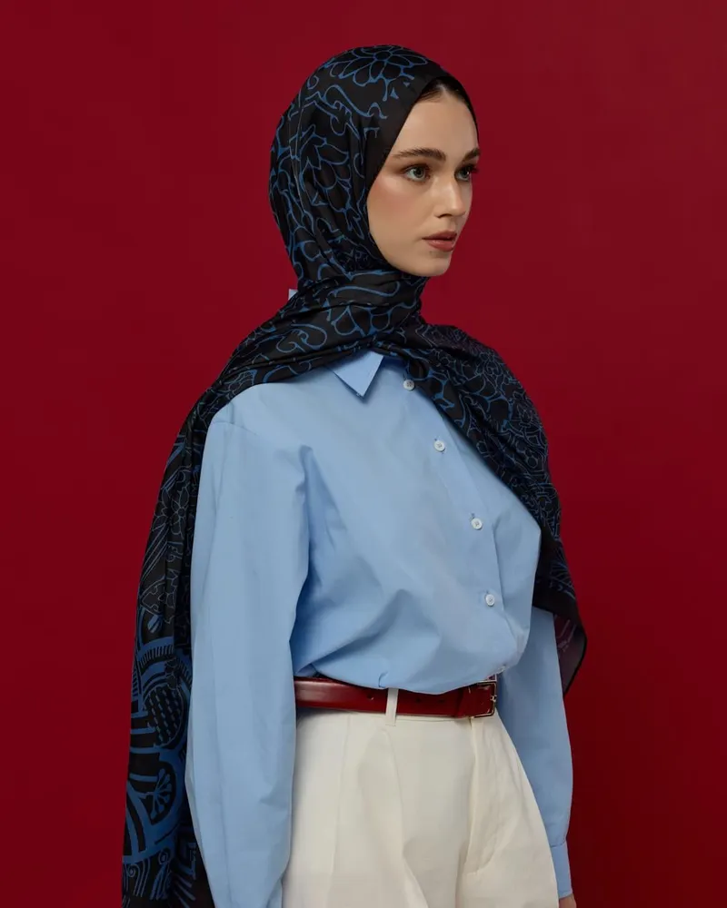 Gece & Mavi Harem Rüyası Desen Şal - 61