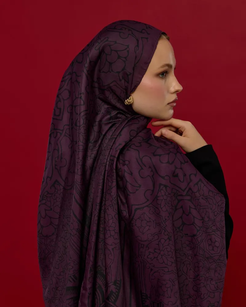 Gece & Mürdüm Harem Rüyası Desen Şal - 76