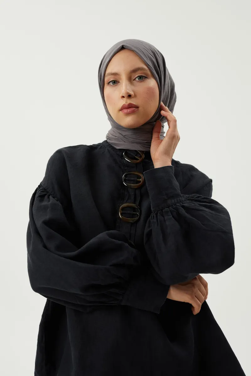 Gri Piliseli Bambu Şal
