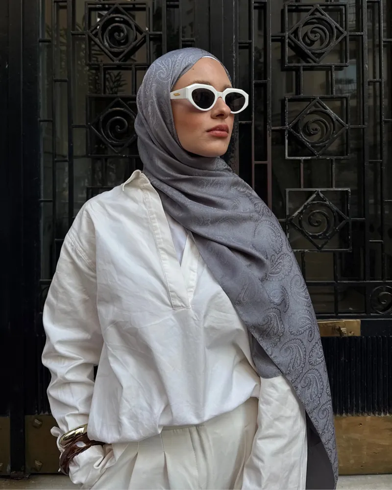Gri Rumi Desen Jakar Şal