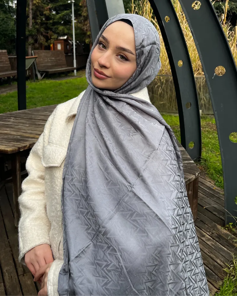Gri Triya Desen Jakar Şal