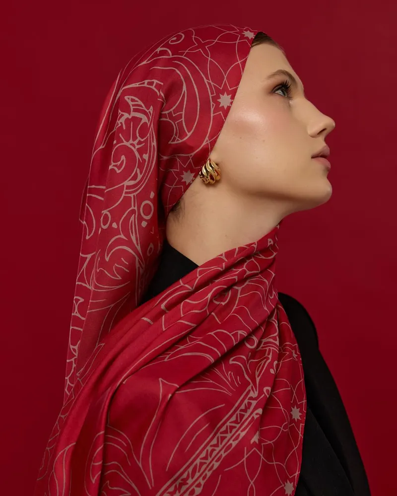 Gülkurusu & Fildişi Efsunlu Desen Şal - 09 · görsel 3
