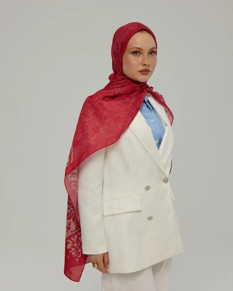 Gülkurusu & Fildişi Saraylı Desen Şal - 09