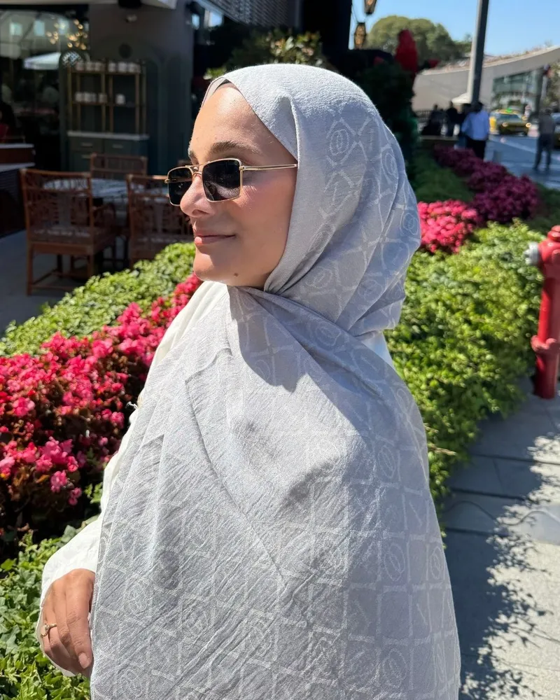 Gümüş Imannoor Matris Desen Pamuk Jakar Şal · görsel 2