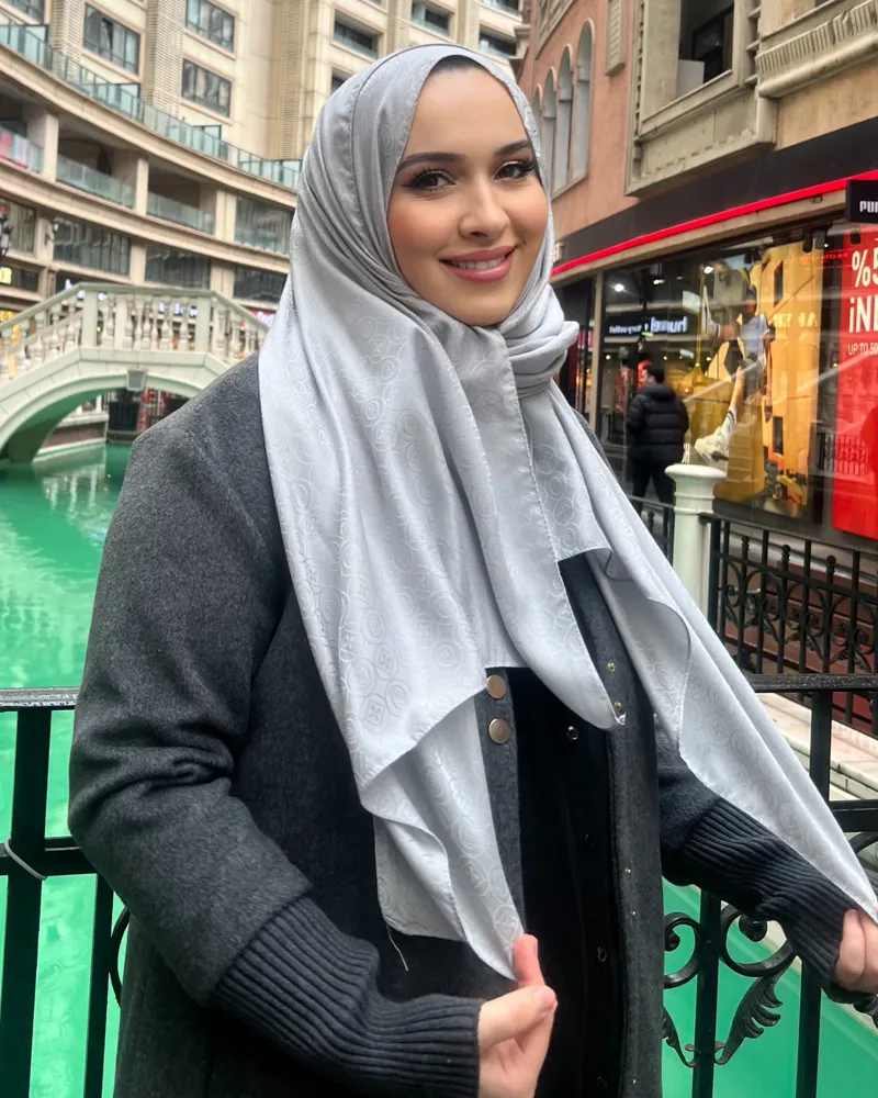 Gümüş Luxe Desen Jakar Şal