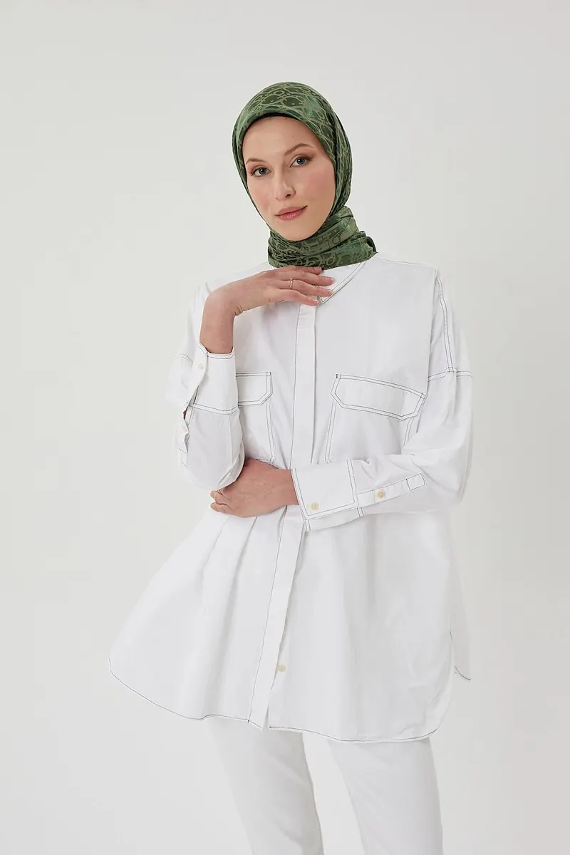 Haki D Desen Parlak Jakar Eşarp
