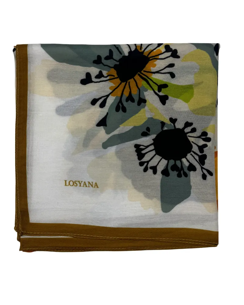 Hardal & Ekru - Garden Pamuk Eşarp