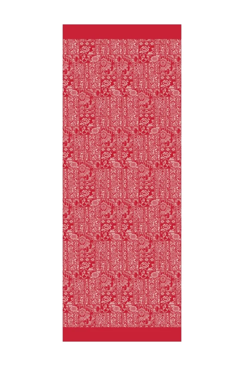 Bordo-Mint Yeşili Henna Desen Çift Taraflı Şal