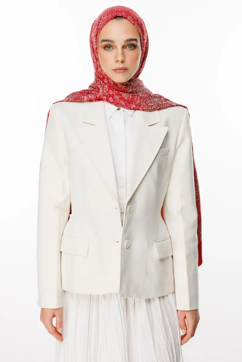 Bordo-Mint Yeşili Henna Desen Çift Taraflı Şal · görsel 2