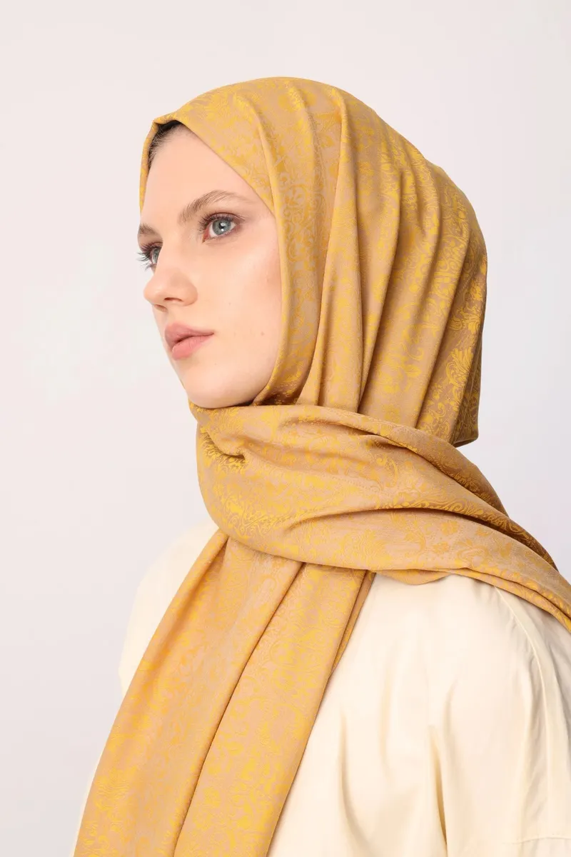 Vizon-Hardal Henna Desen Çift Taraflı Şal
