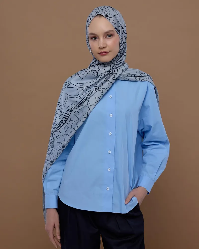 İnci & Siyah Efsunlu Desen Şal - 66