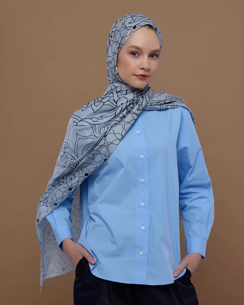 İnci & Siyah Efsunlu Desen Şal - 66