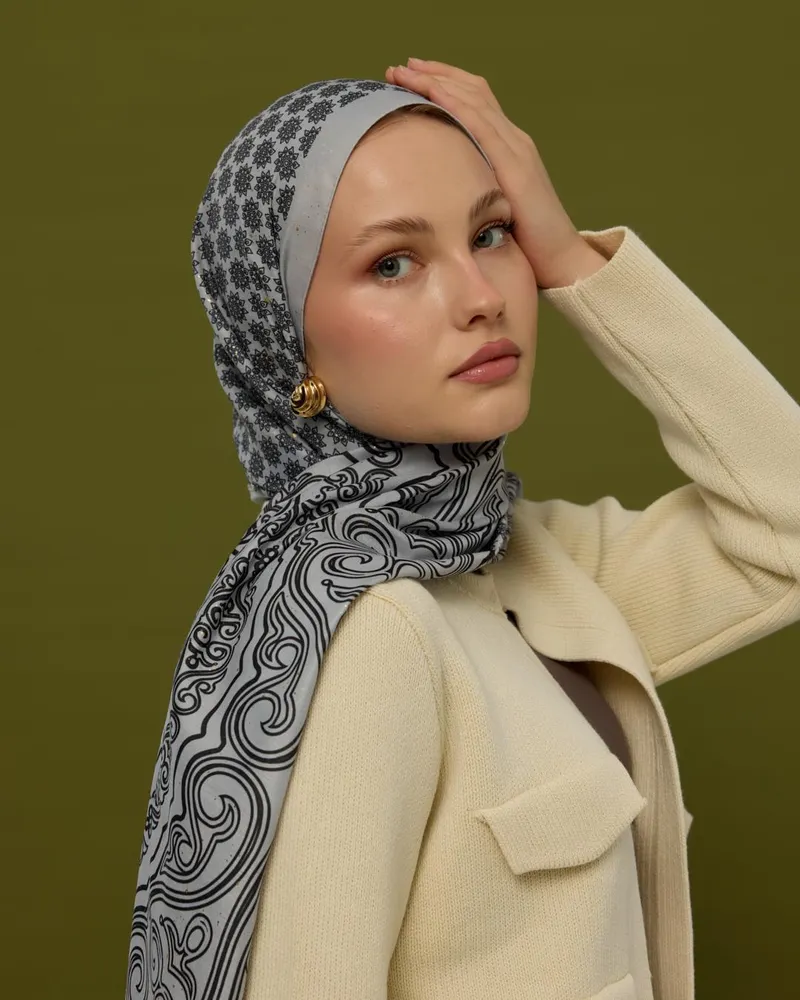 İnci & Siyah Bala Hatun Desen Şal - 66
