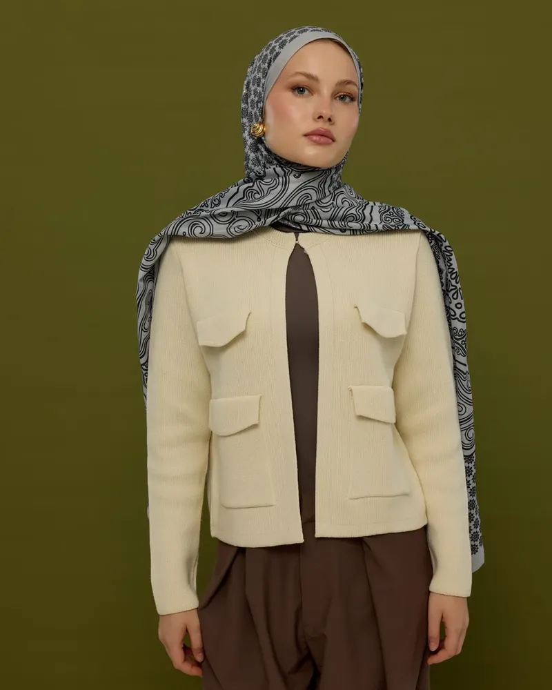 İnci & Siyah Bala Hatun Desen Şal - 66