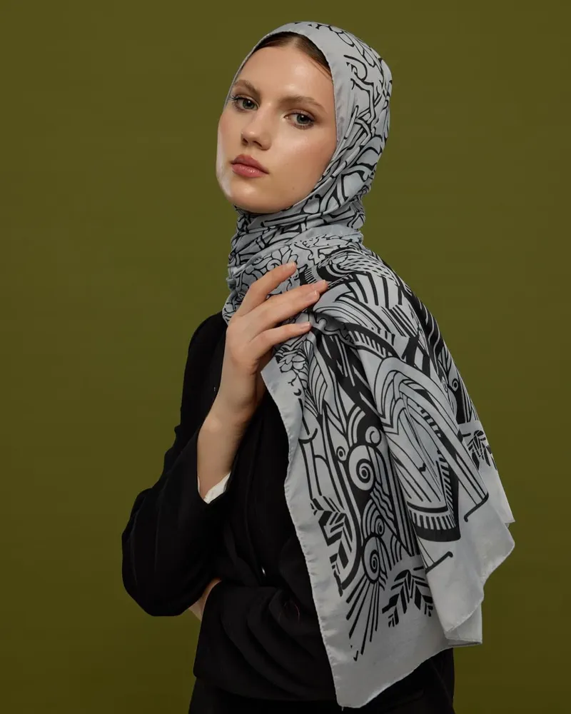 İnci & Siyah Harem Rüyası Desen Şal - 66