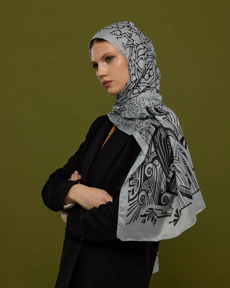 İnci & Siyah Harem Rüyası Desen Şal - 66