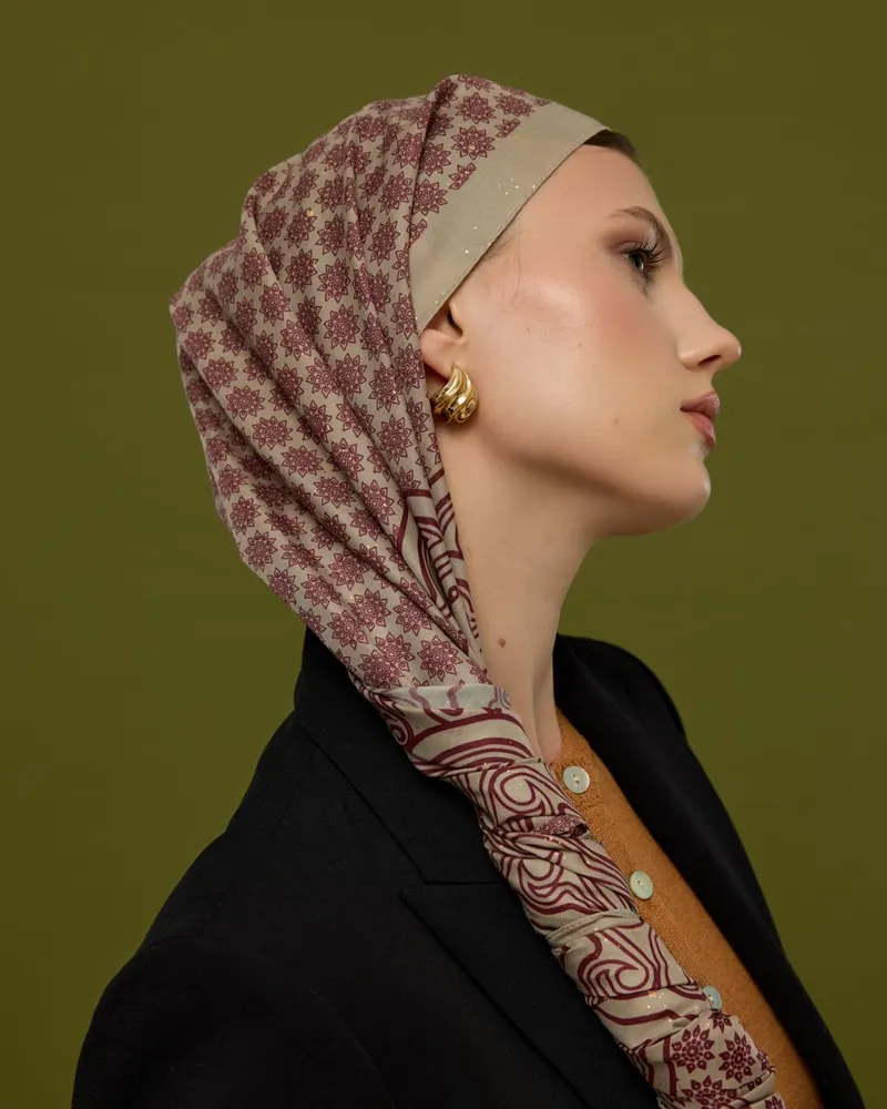 İnci Taşı & Tarçın Kabuk Bala Hatun Desen Şal - 12