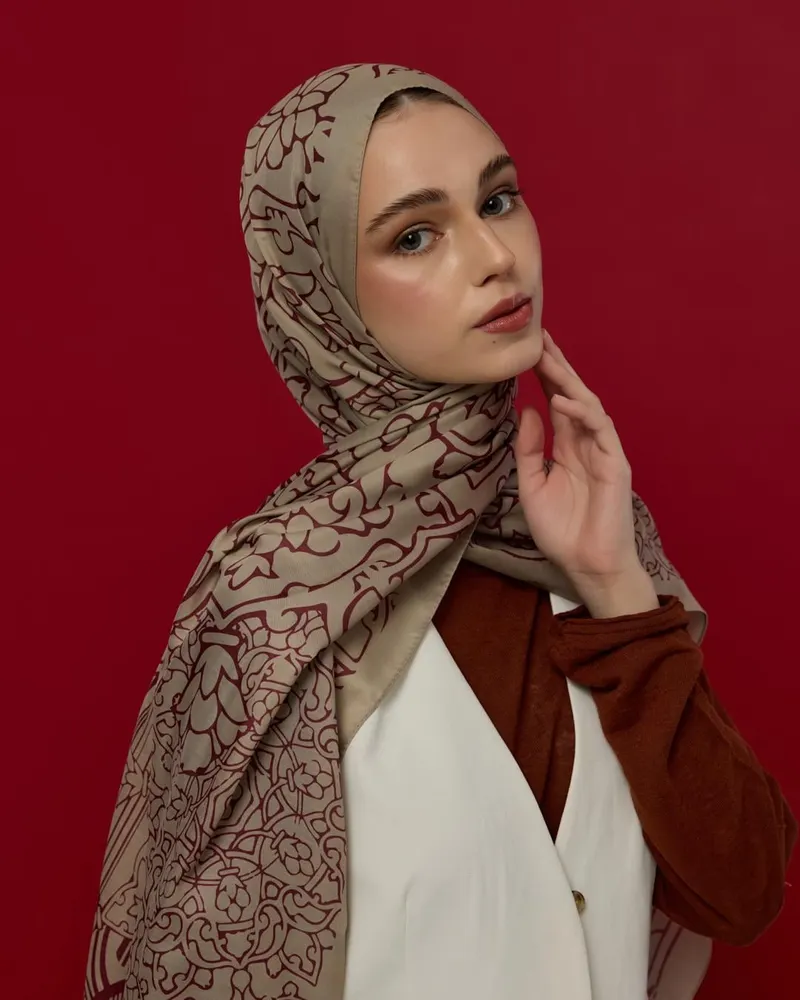 İnci Taşı & Tarçın Kabuk Harem Rüyası Desen Şal - 12