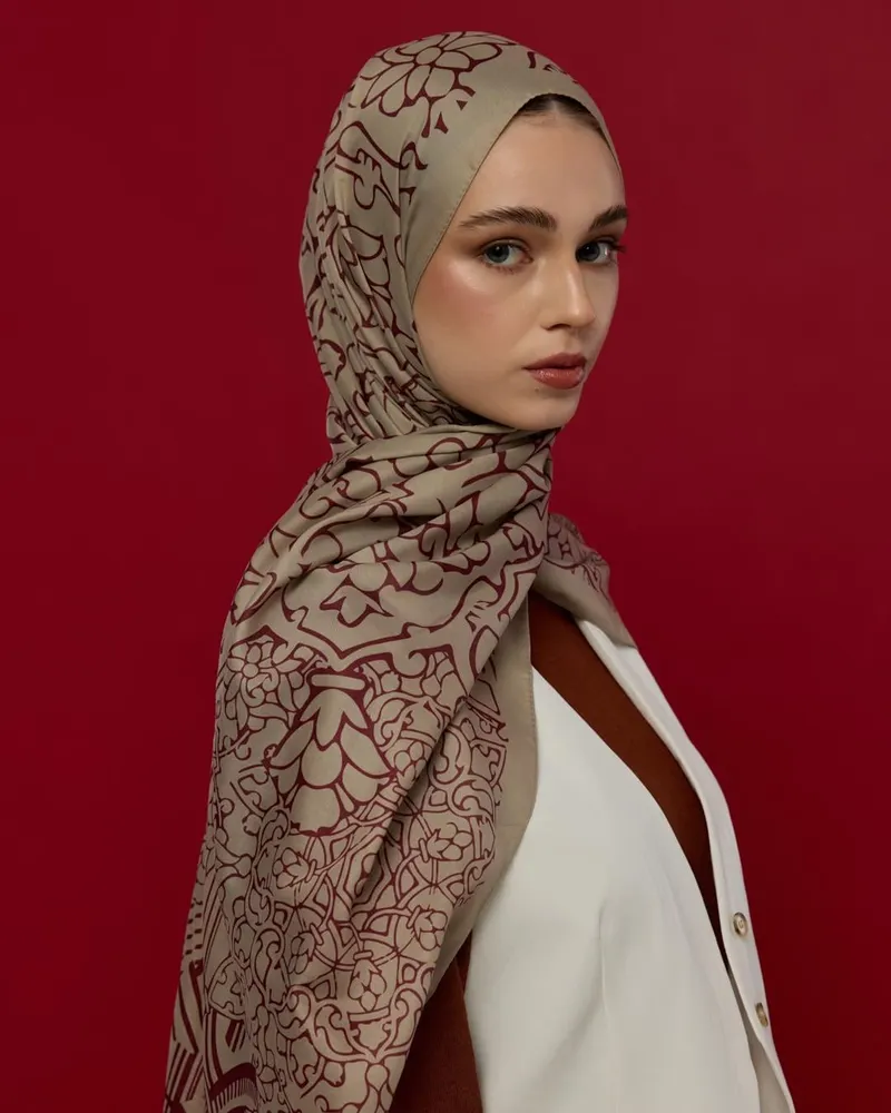 İnci Taşı & Tarçın Kabuk Harem Rüyası Desen Şal - 12