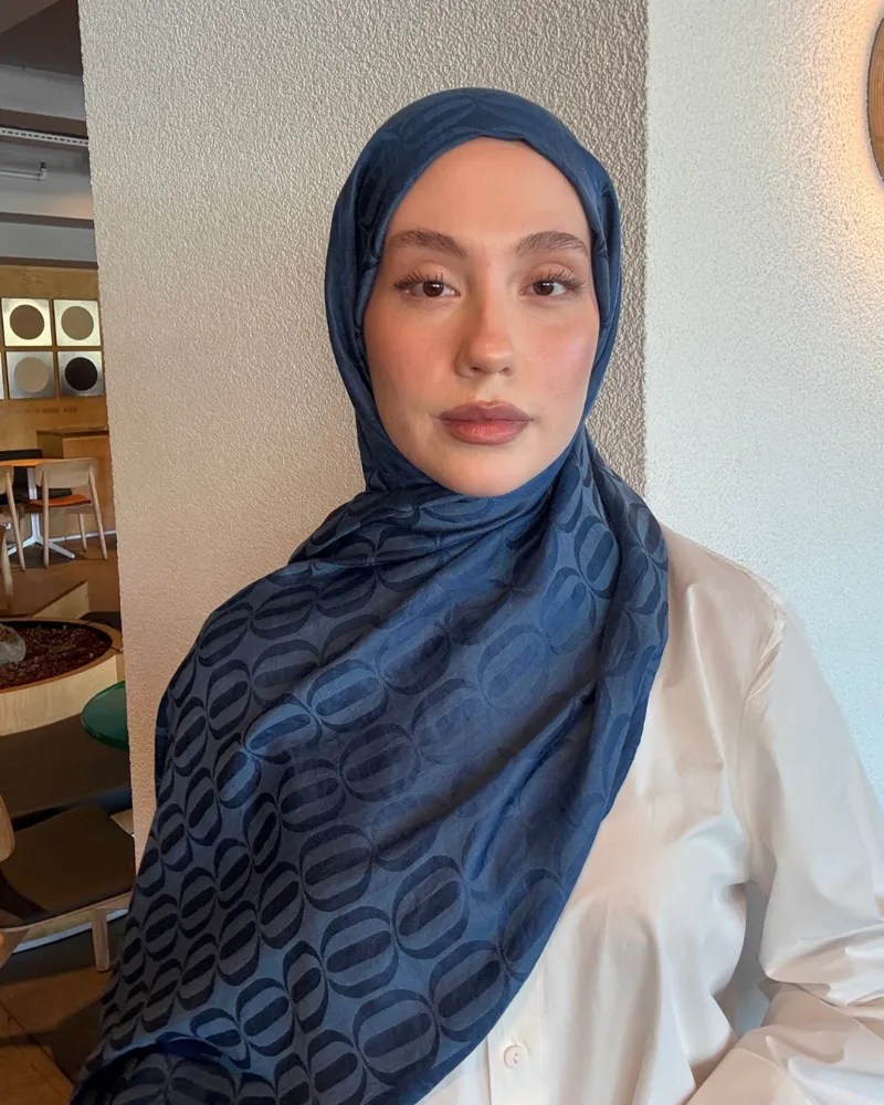 İndigo Nova Desen Jakar Şal