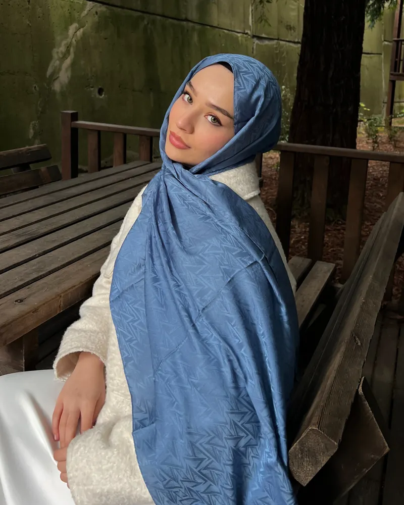 İndigo Triya Desen Jakar Şal