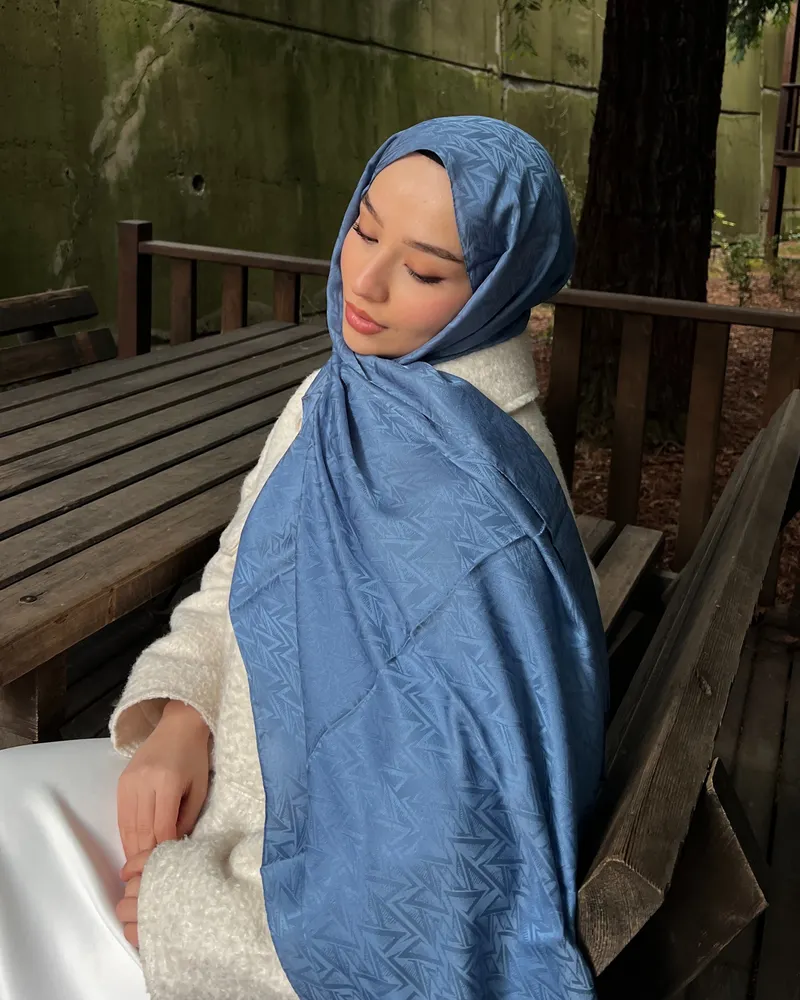 İndigo Triya Desen Jakar Şal