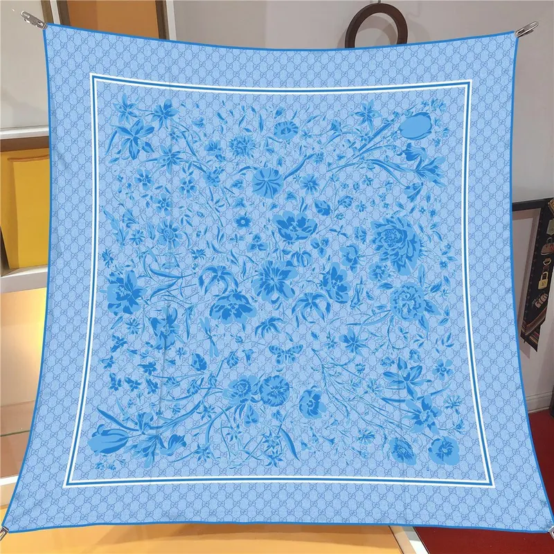 İthal Buz Mavi G Line Desen Twill İpek Eşarp