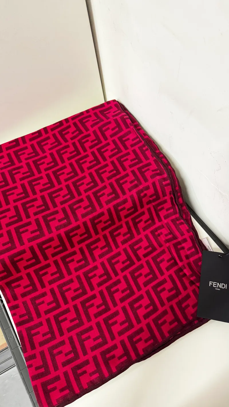 İthal Fuşya F Desen İnce Yün Kaşmir Şal