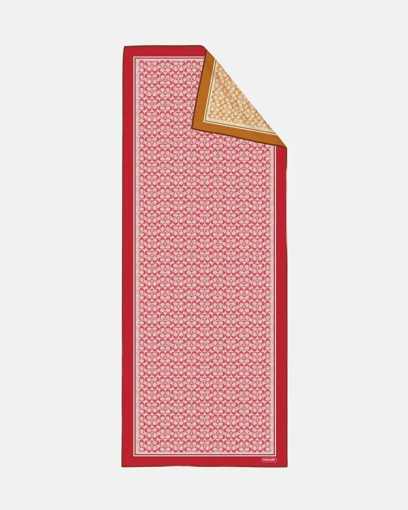 İthal Kırmızı & Turuncu C Desen Twill İpek Şal