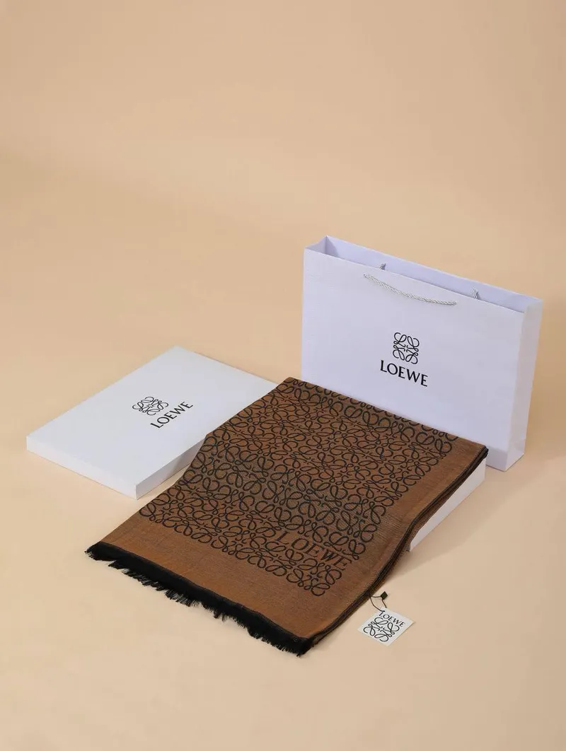 İthal Mocha L Desen Yün İpek Şal
