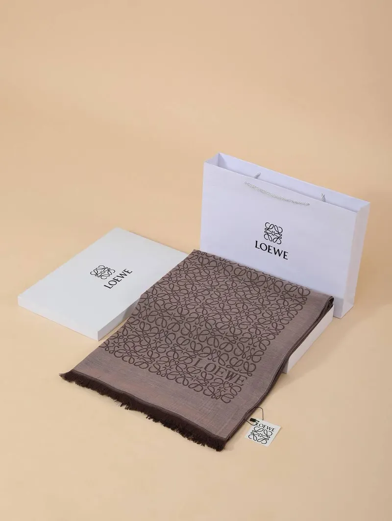 İthal Pastel Kahve L Desen Yün İpek Şal