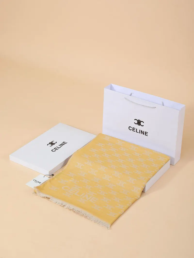 İthal Pastel Sarı CE Desen Yün İpek Şal