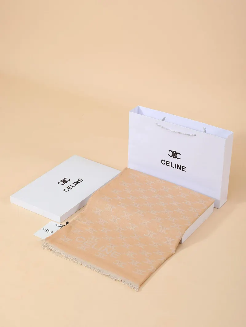 İthal Pastel Turuncu CE Desen Yün İpek Şal