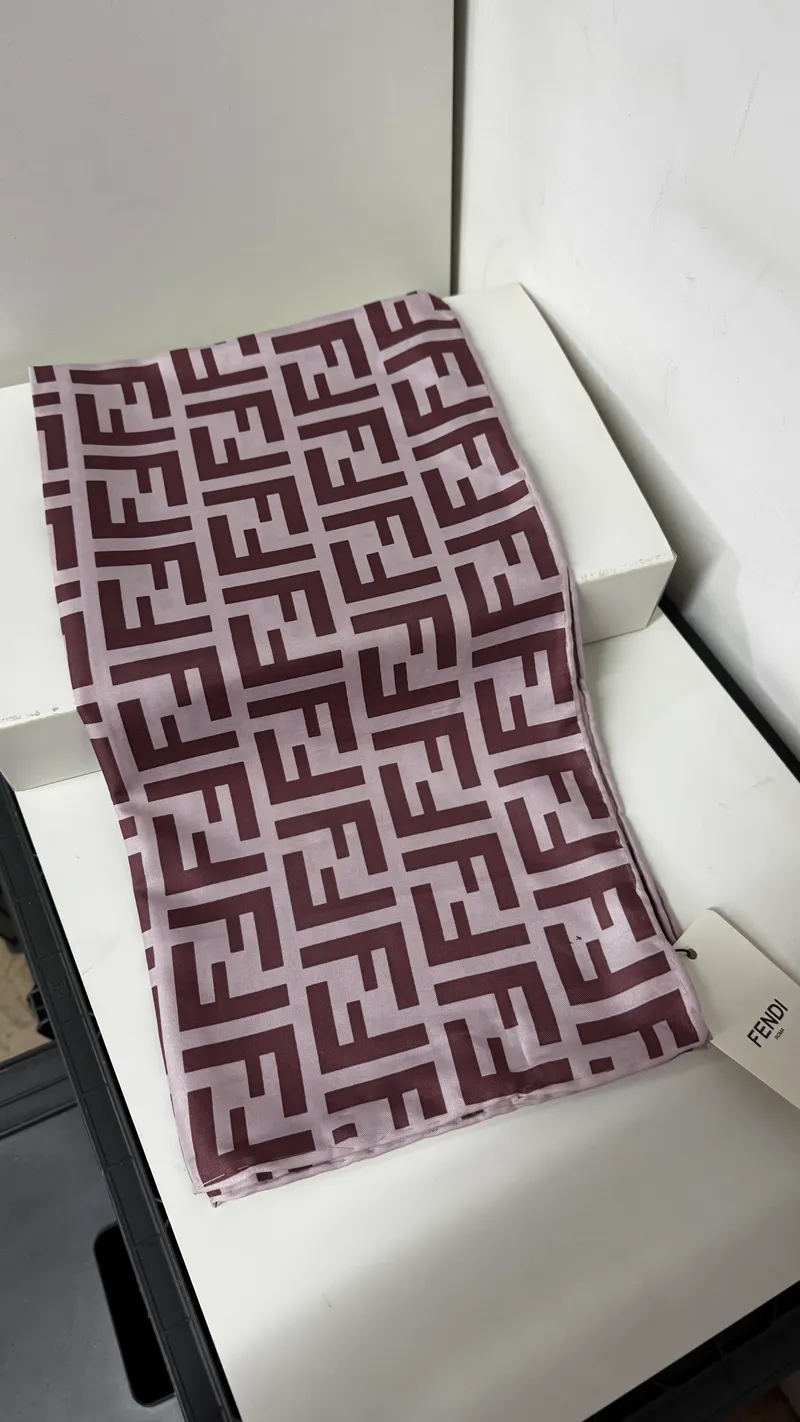 İthal Pudra Pembe F Desen Twill İpek Eşarp
