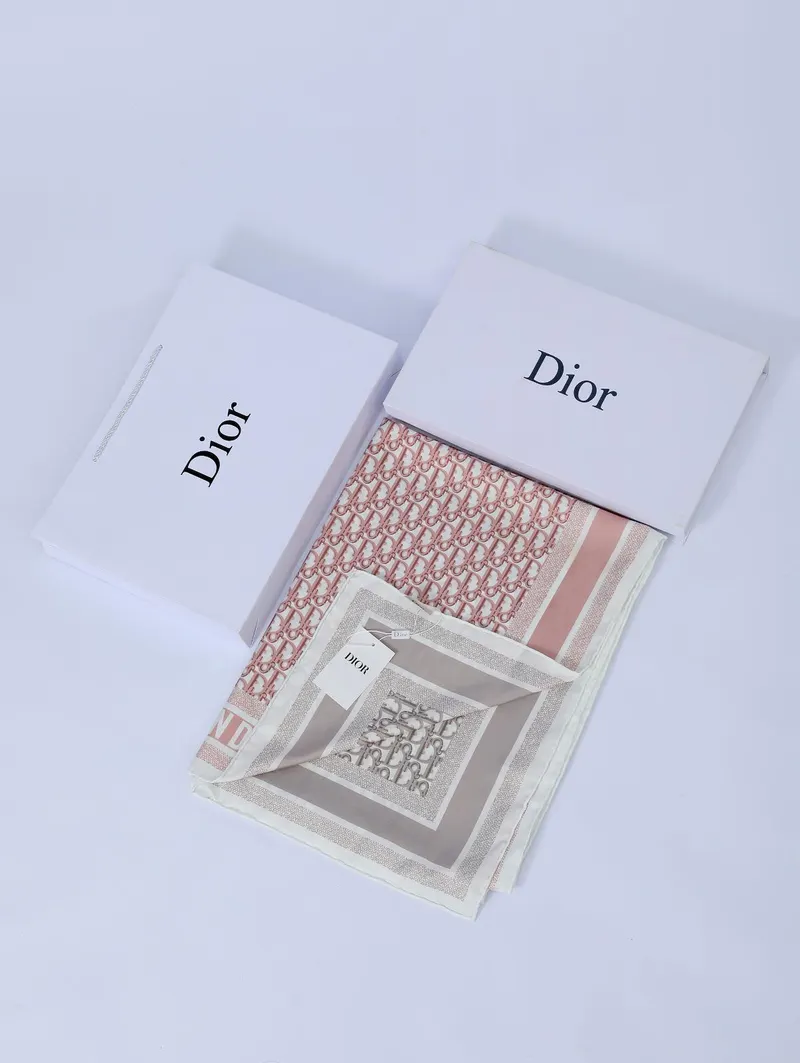 İthal Pudra Pembe & Vizon CD Desen Twill İpek Şal