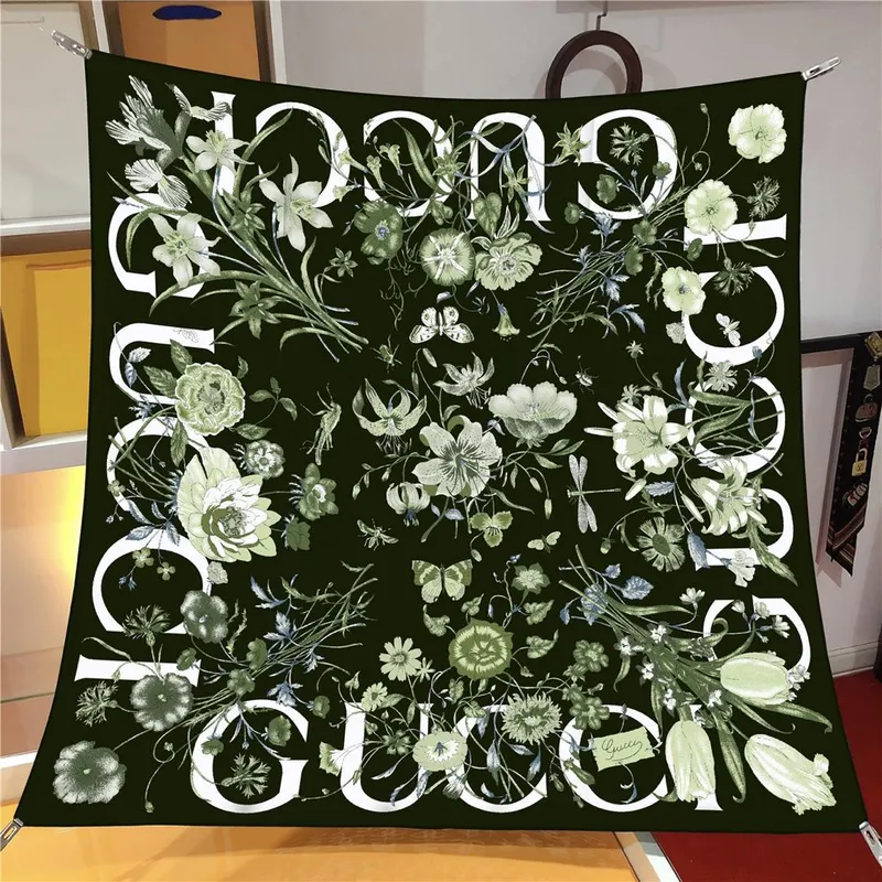İthal Yosun G Flower Desen Twill İpek Eşarp