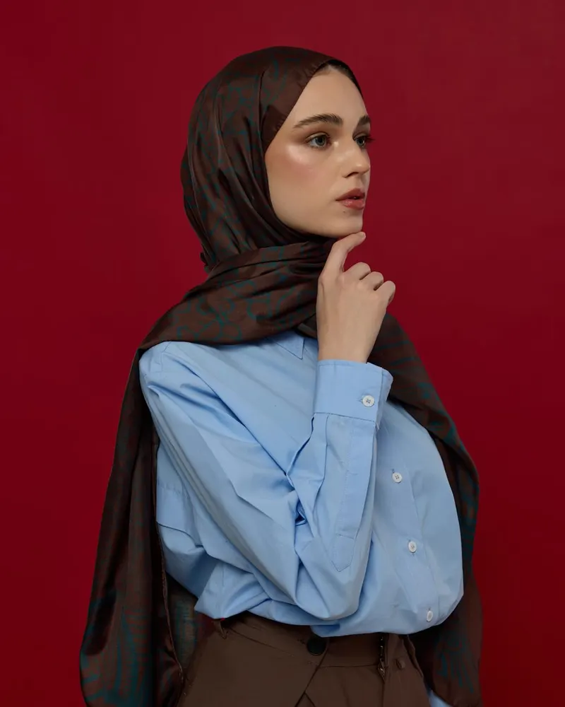 Kakao & Petrol Harem Rüyası Desen Şal - 63