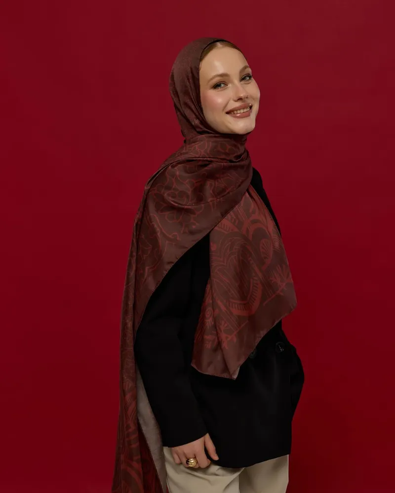 Kestane Kabuğu & Tuzlu Karamel Harem Rüyası Desen Şal - 13