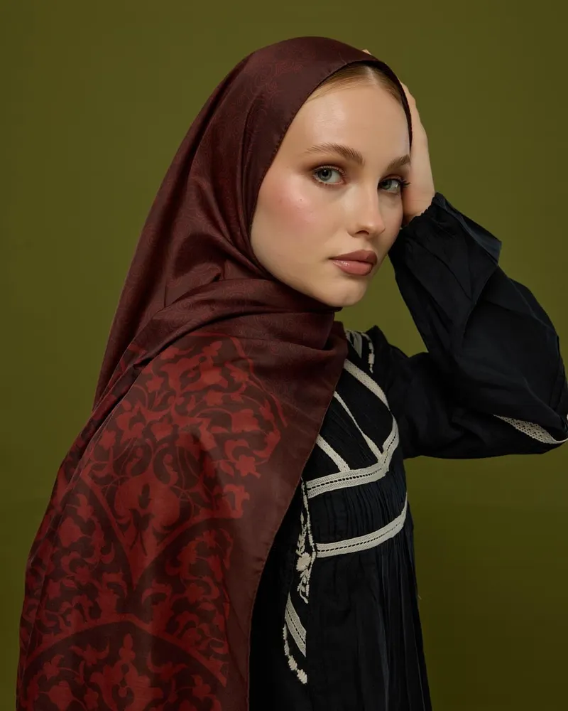 Kestane Kabuğu & Tuzlu Karamel Saraylı Desen Şal - 13